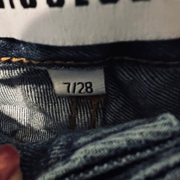 Disclosure Distressed Star Patch Sz 7/28 Jrs. Jeans/Denim-Stretch-Wide Leg-Comfy - Picture 14 of 16